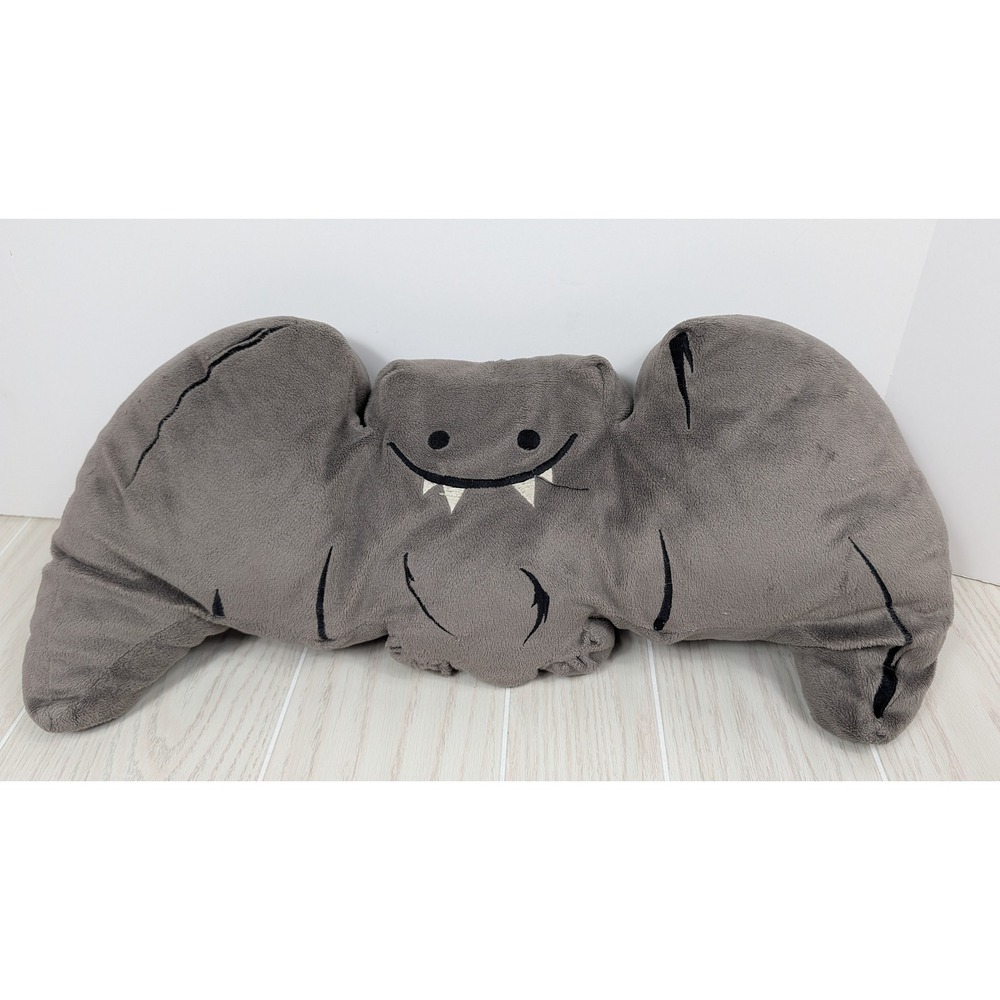 Vampire Bat Plush Pillow 23" Gray Halloween Decorative Throw Cushion